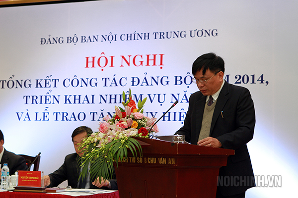 Đồng chí Nguyễn Tường Thuật, Bí thư chi Văn phòng Ban tham luận tại Hội nghị