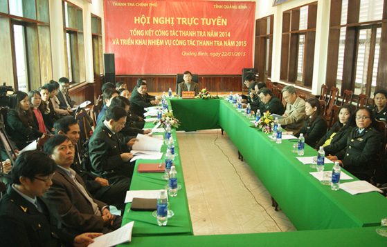 Điểm cầu Quảng Bình dự Hội nghị trực tuyến tổng kết công tác thanh tra; giải quyết khiếu nại, tố cáo; phòng, chống tham nhũng năm 2014