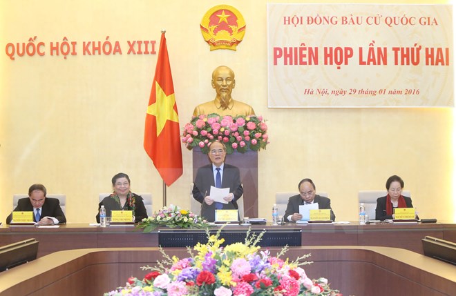 Chủ tịch Quốc hội Nguyễn Sinh Hùng chủ trì Phiên họp lần thứ hai Hội đồng bầu cử Quốc gia