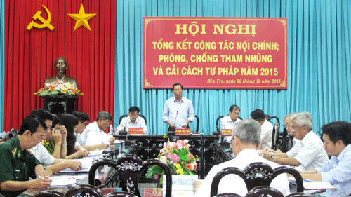 Hội nghị triển khai công tác nội chính, phòng, chống tham nhũng và cải cách tư pháp năm 2016 tỉnh Bến Tre