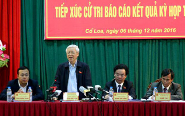 Tổng Bí thư Nguyễn Phú Trọng phát biểu tại buổi tiếp xúc cử tri thành phố Hà Nội