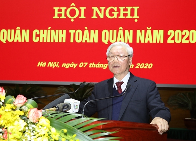 Đồng chí Tổng Bí thư, Chủ tịch nước Nguyễn Phú Trọng, Bí thư Quân ủy Trung ương dự và chỉ đạo Hội nghị