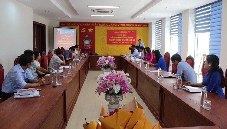 Toàn cảnh Hội thi “Tuyên truyền viên Nghị quyết Đại hội XIII của Đảng và Nghị quyết đại hội Đảng bộ các cấp nhiệm kỳ 2020-2025” tại Chi bộ Ban Nội chính Tỉnh ủy Quảng Bình (tháng 6/2021)