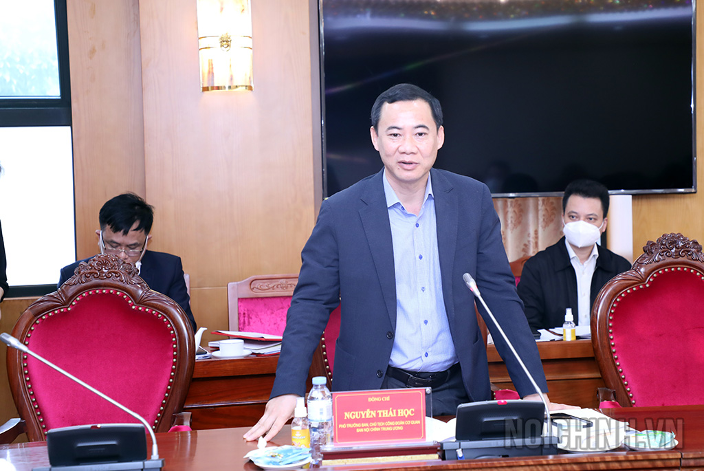 Đồng chí Nguyễn Thái Học, Phó trưởng Ban, Chủ tịch Công đoàn cơ quan Ban Nội chính Trung ương