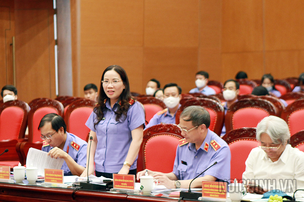 Đồng chí Hoàng Thị Quỳnh Chi, Vụ trưởng Vụ Pháp chế và quản lý khoa học, Viện Kiểm sát nhân dân tối cao