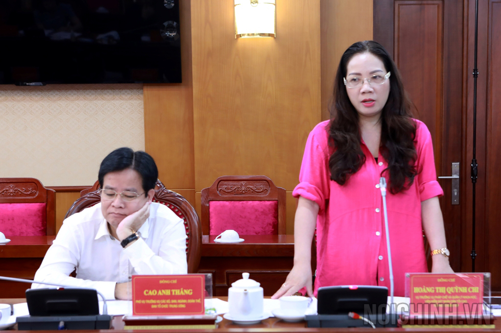 Đồng chí Hoàng Thị Quỳnh Chi, Vụ trưởng Vụ Pháp chế và Quản lý khoa học, Viện Kiểm sát nhân dân tối cao