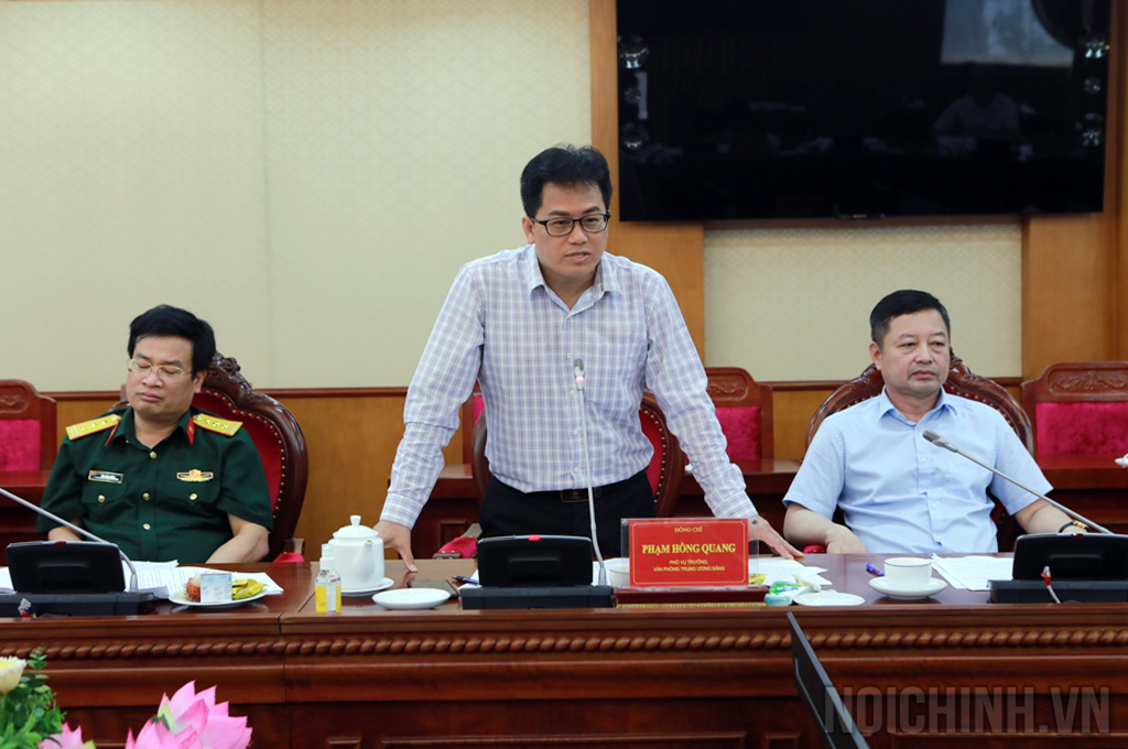 Đồng chí Phạm Hồng Quang, Phó Vụ trưởng Vụ Tổng hợp, Văn phòng Trung ương Đảng
