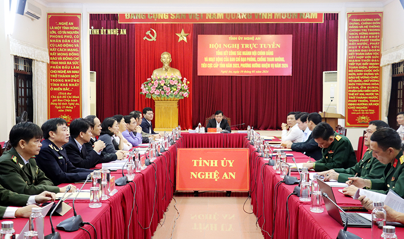 Hội nghị trực tuyến triển khai công tác nội chính, phòng, chống tham nhũng, tiêu cực năm 2024, điểm cầu Nghệ An
