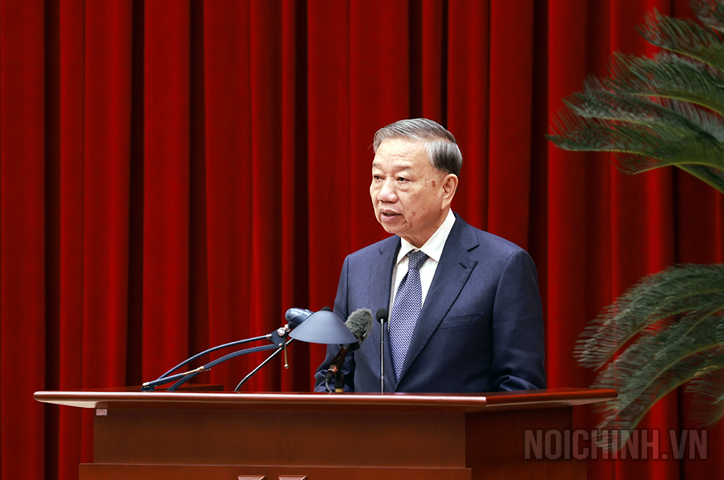 Đồng chí Tổng Bí thư Tô Lâm, Trưởng Ban Chỉ đạo Trung ương về phòng, chống tham nhũng, lãng phí, tiêu cực phát biểu chỉ đạo