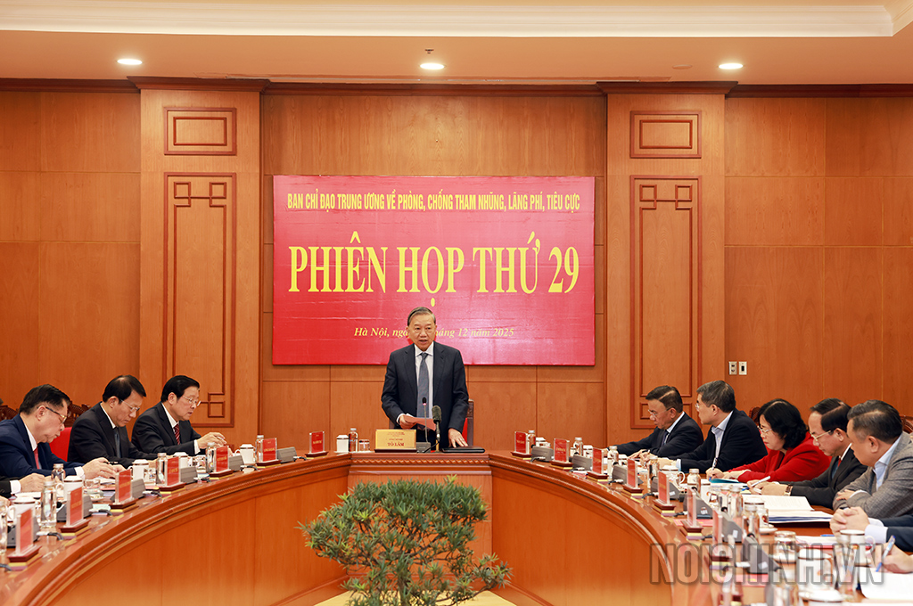 Đồng chí Tổng Bí thư, Trưởng Ban Chỉ đạo Trung ương về phòng, chống tham nhũng, lãng phí, tiêu cực phát biểu kết luận Phiên họp 29