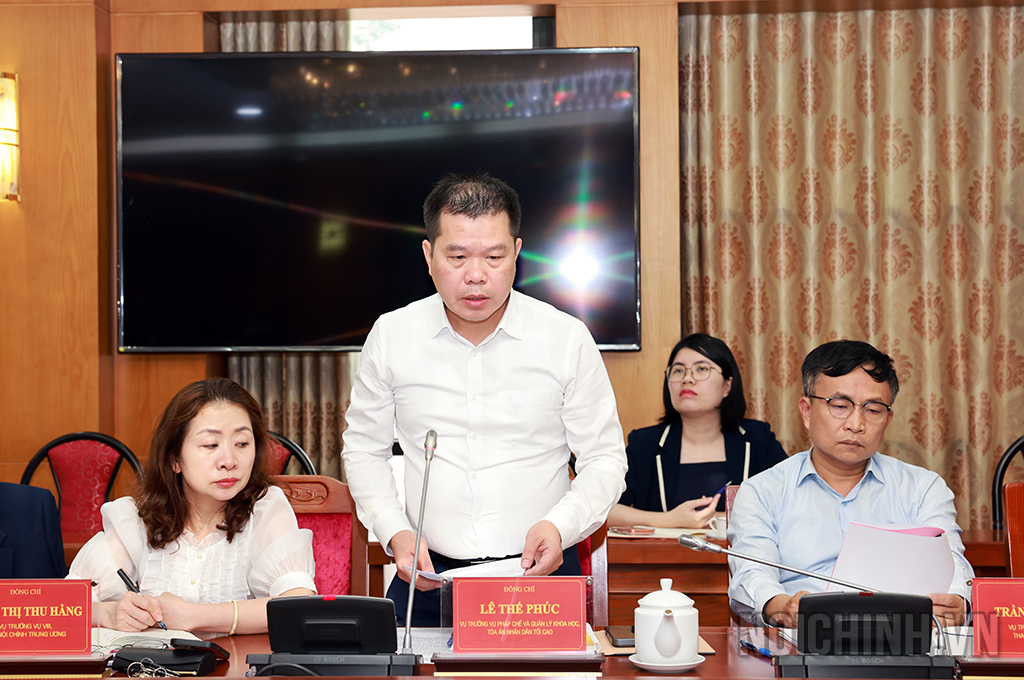 Đồng chí Lê Thế Phúc, Vụ trưởng Vụ Pháp chế và Quản lý khoa học, Tòa án nhân dân tối cao